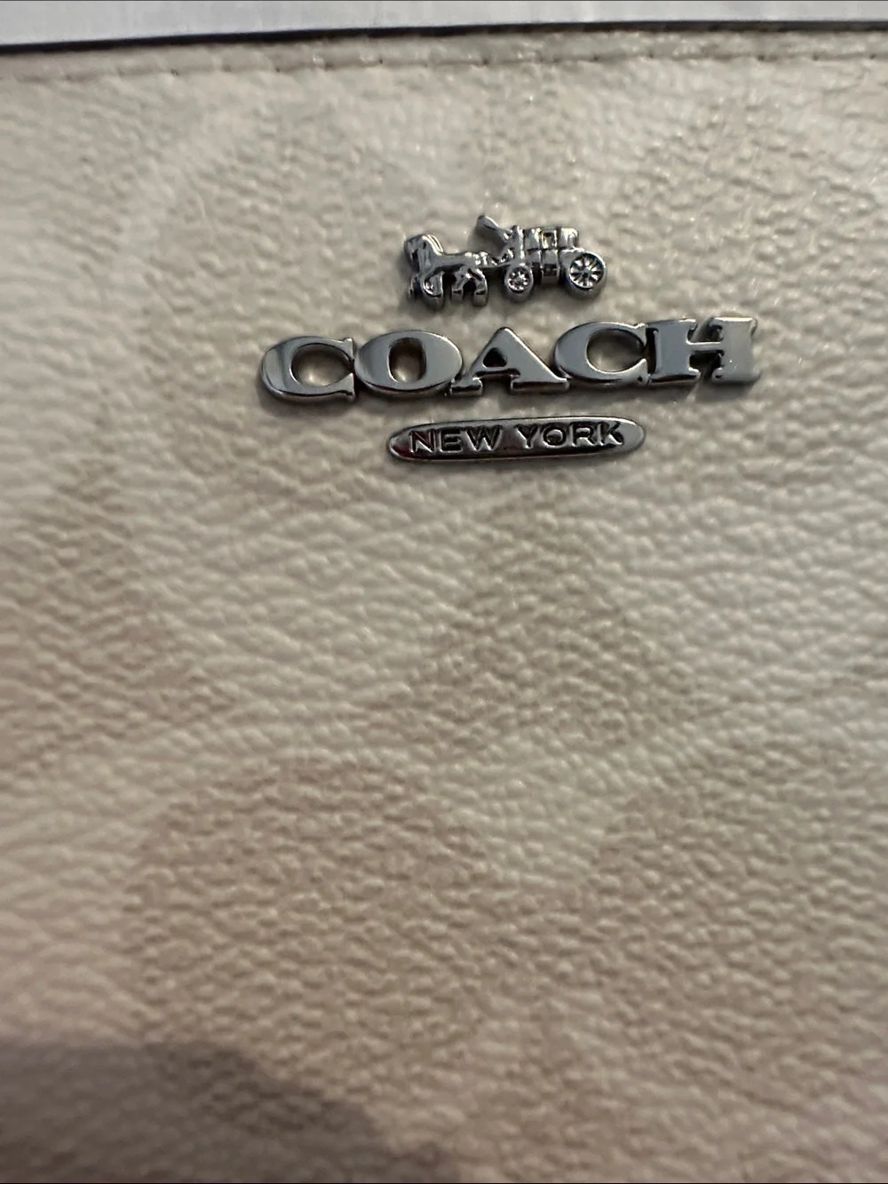 Coach Cream Signature Bifold Wallet with Silver Logo
